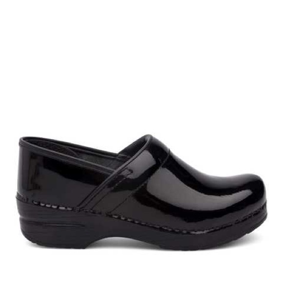 shiny black clogs
